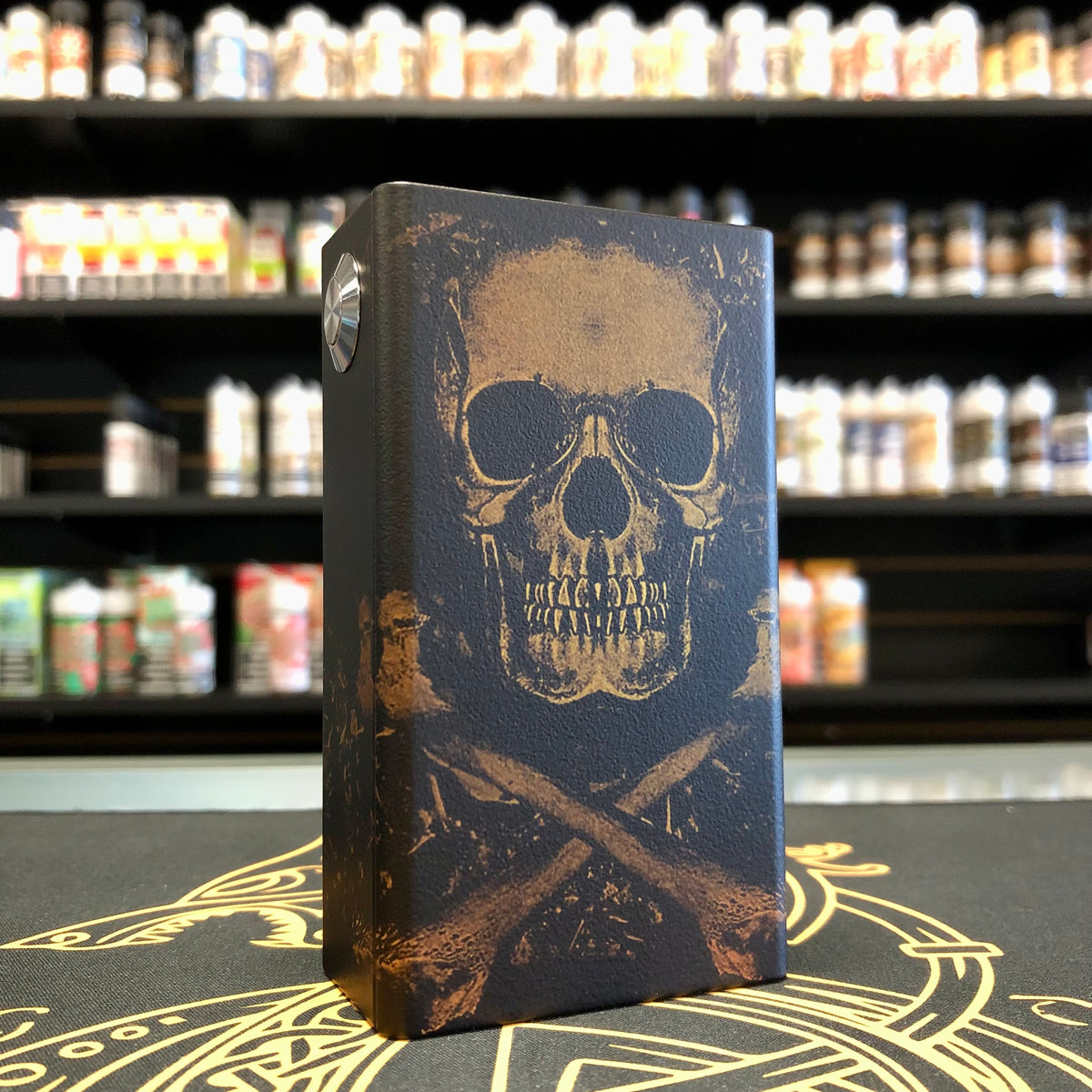 Parallel/Series Mech Box Mod SS Top/Button (Dual 21700) by Nasy Mods - Vaping Delights (Cross Bones)